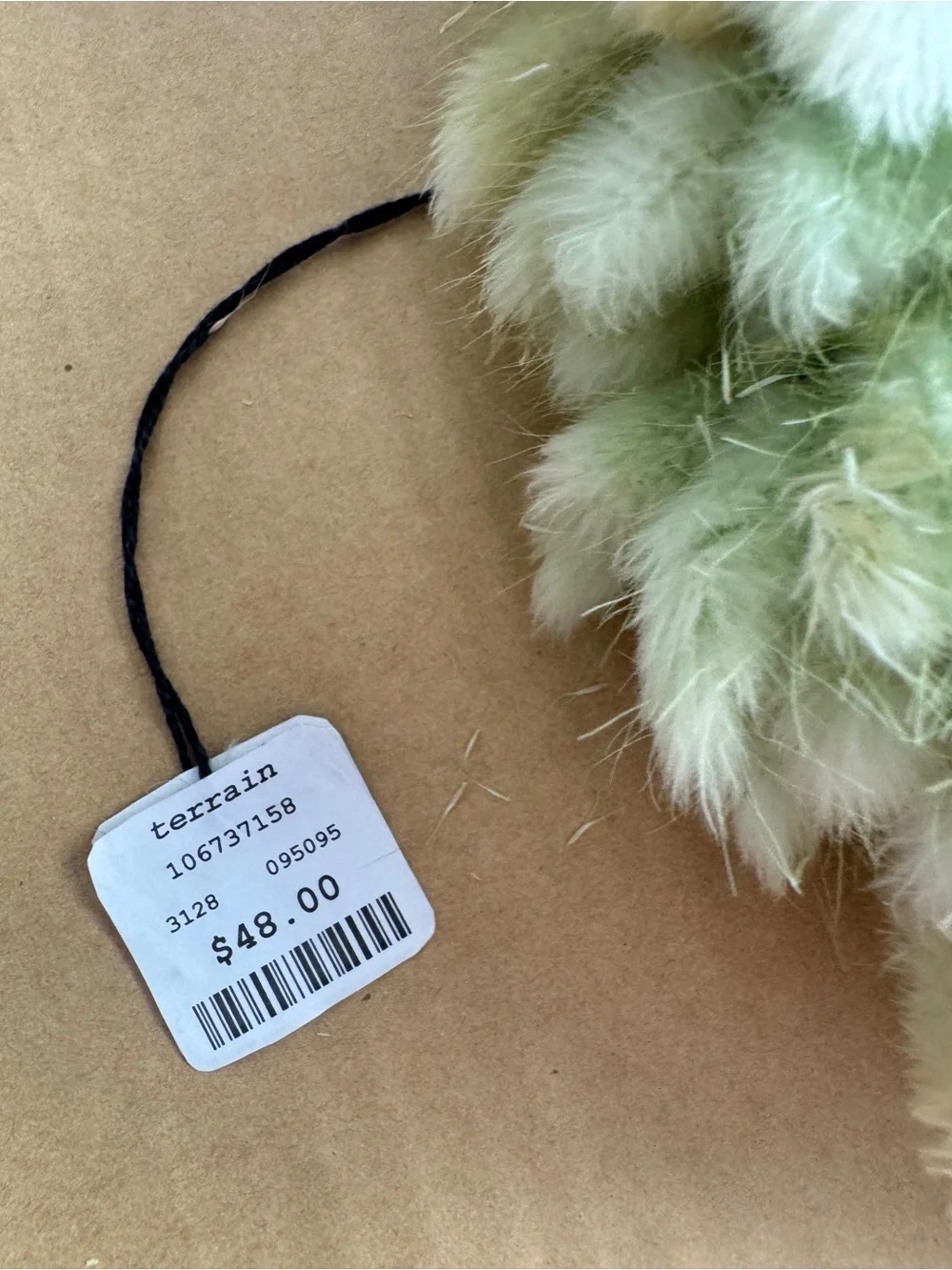 NEW Anthropologie X Terrain Preserved Bunny Tails Wreath, Mint, Small